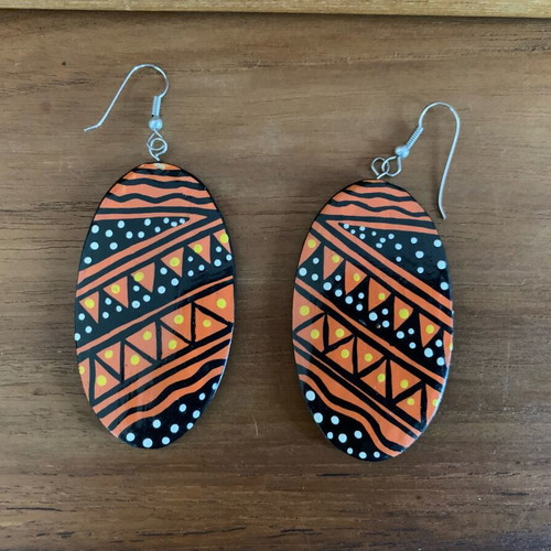 Vintage wooden earrings handmade, new, ethnic tribal designs