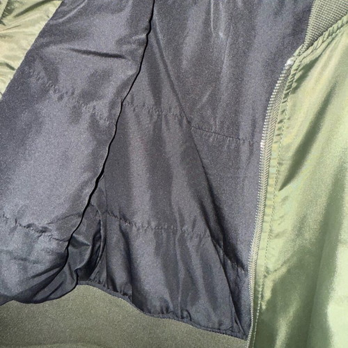 Bomber jacket khaki oil like new with detachable hood size Large