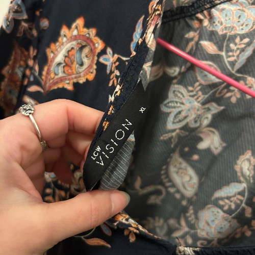 Blouse blue with lachouri pattern like new