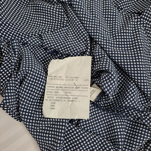 Zara Basic Women's Blouse L like new, navy blue with white print