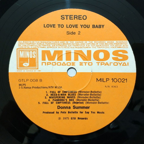 Donna Summer Love To Love Baby vinyl record used, 1975