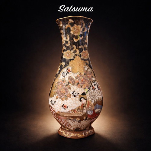 Satsuma vase set handmade new, signed