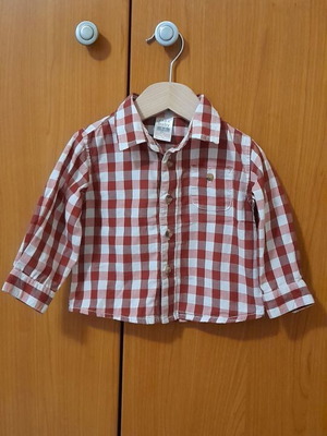 Παιδικό πουκάμισο Zara Baby σαν καινούργιο, κόκκινο και λευκό καρό, μέγεθος 68 cm