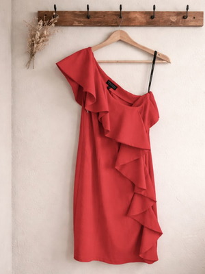 Red One-shoulder Party Dress Warehouse used, size S