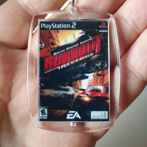 Burnout Revenge PS2 keychain, transparent acrylic