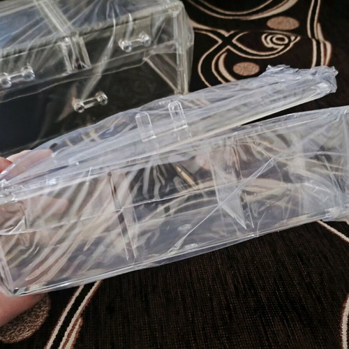 Set of 3 transparent jewelry boxes new with 3 drawers, 3 compartments and box