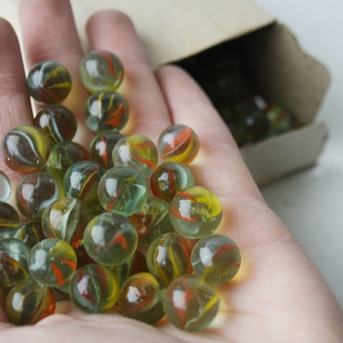 Vintage 80's marbles with box new, small old
