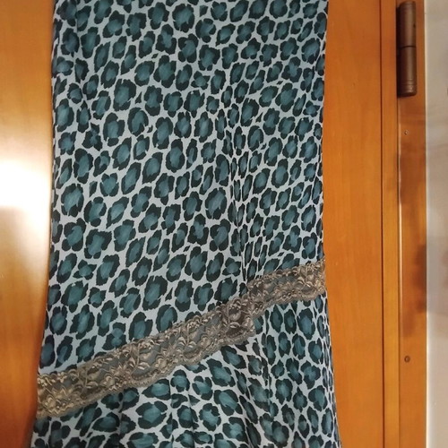 Blue leopard midi skirt like new with muslin and lace