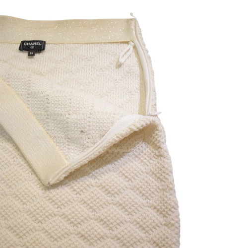 Chanel Cream Cashmere Knit Mini Skirt with Chain FR 34 XS