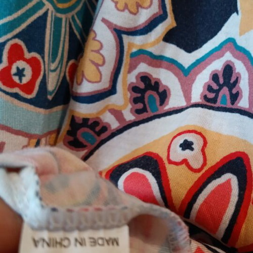 Plus size casual dress with 3/4 sleeves, colorful mandala print