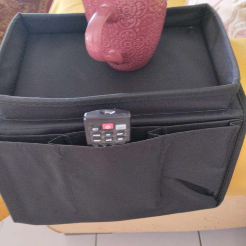 Remote control and item organizer for sofa with black base