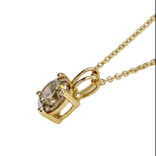 Gold women's necklace with 1.54 ct natural diamond, new