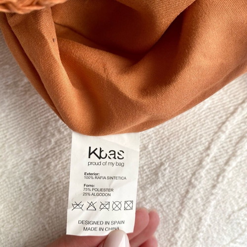 Kbas round straw bag like new with strap and zipper