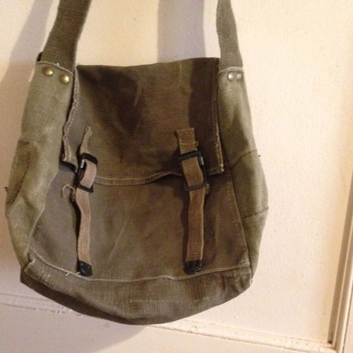 Vintage Military Messenger Bag used, khaki crossbody