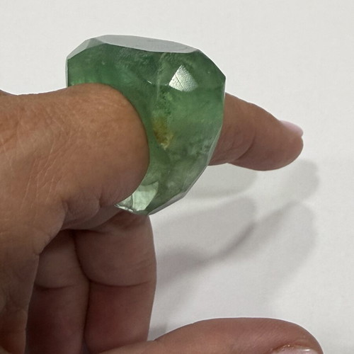 Ring with solid green fluorite, new
