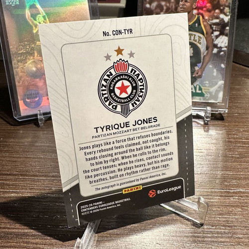 Panini Contenders EuroLeague 2025-26 Tyrique Jones Red Parallel Autograph card 11/49