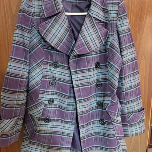 Paranoia checked coat-jacket used, size M, purple and turquoise