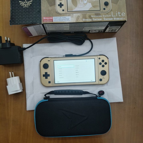 Nintendo Switch Lite Hyrule Edition with protective case