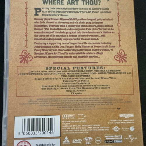 O Brother Where Art Thou? DVD special edition like new with subtitles