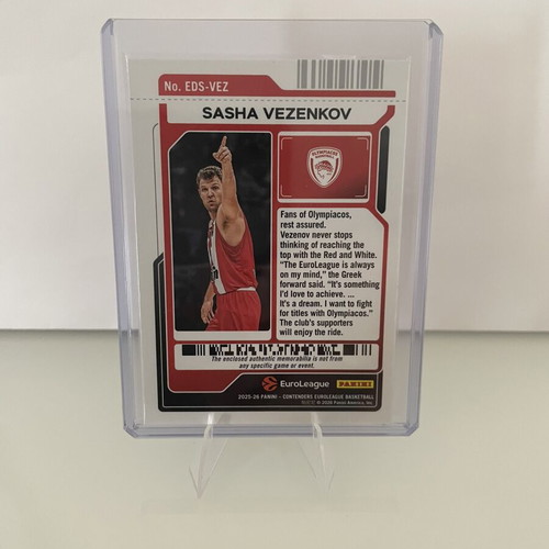 Panini Euroleague Contenders 2025/26 Rare Red-White Dual Patch Sasha Vezenkov New