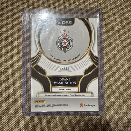 Duane Washington autograph card /49 Partizan Mozzart