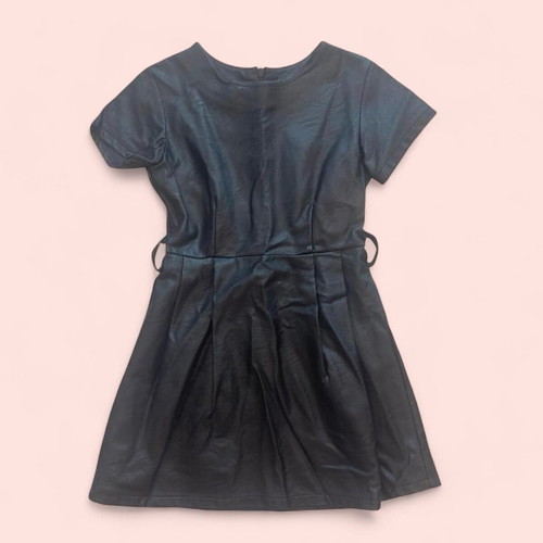 Girls Leather A-line Skater Dress size 6-7 years black used