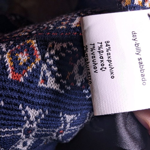 Knit dress with ethnic pattern navy size S 38 like new
