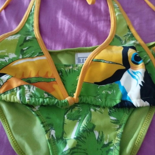 Tropical Bikini Swimwear with Toucan Print, New, Size M