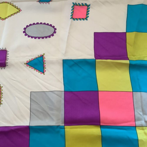 Emilio Pucci vintage silk scarf used, unique design 65x65 cm