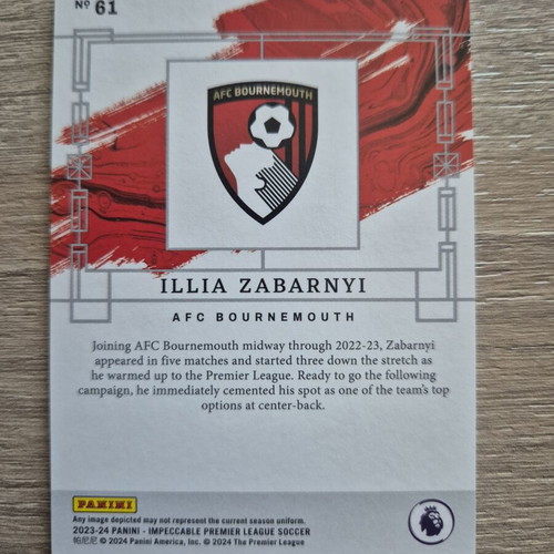 Illya Zabarnyi Impeccable Rookie Card /25 like new