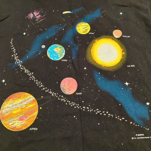 Vintage Solar System Planets Shirt Fruit of the Loom XL like new, black