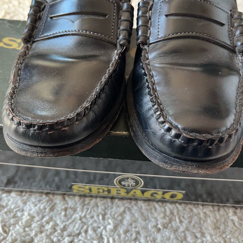 Sebago black leather moccasins used, size 41