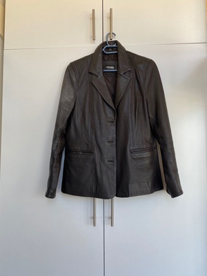 Vintage leather coat, dark brown and black, unisex
