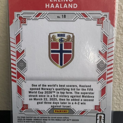2025-26 Panini Donruss Road to World Cup Insert Elite Series Erling Haaland card like new