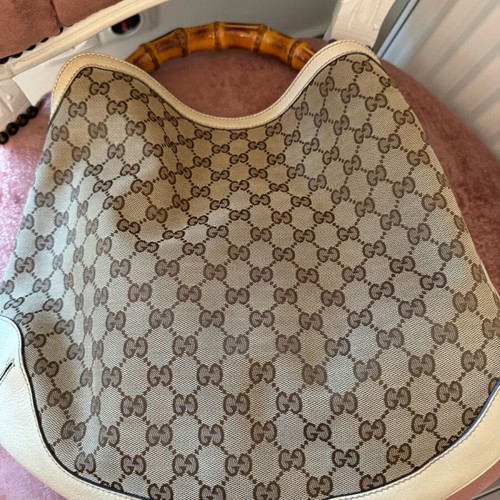 GucciGG Canvas Bamboo Peggy Hobo used Gucci bag