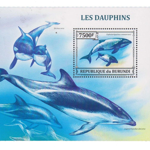 Burundi 2013 Commerson's dolphin stamp sheet new