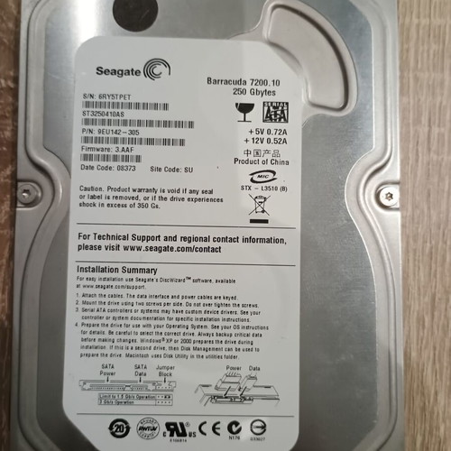 Seagate 3.5'' HDD 250GB like new, 100% health