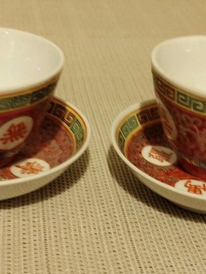 Premium Asian Collection Σετ Τσαγιού και Μπολ "Ρύζι Κόκκος", vintage κινέζικη πορσελάνη, 6 τεμ.