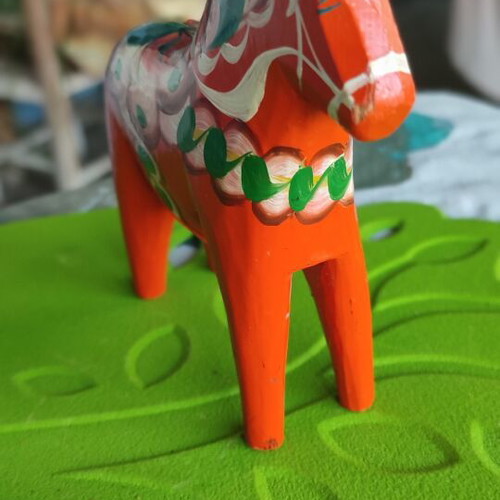Vintage Dana wooden horse used, traditional red by Olsson 13 cm