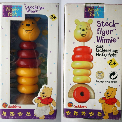 Vintage 90's Winnie the Pooh wooden toy Eichhorn Germany new