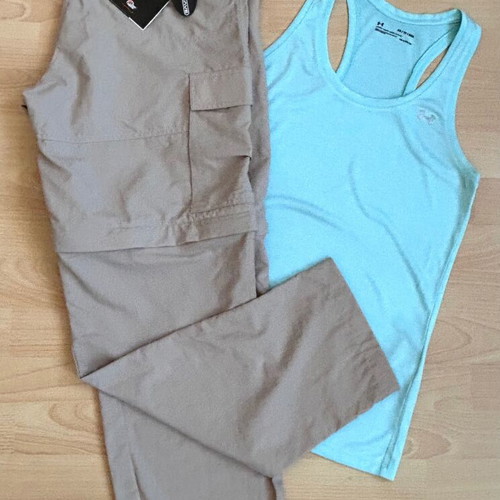 Lowe trekking pants new with Under Armour top S/M