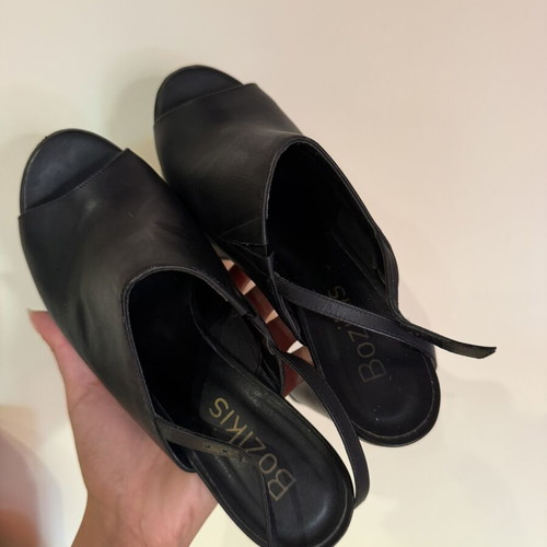 Bozikis black platform mules sandals size 38