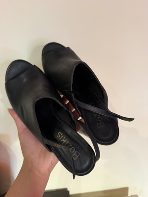 Bozikis black platform mules sandals size 38