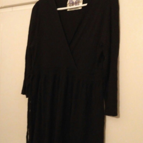 Women's V-neck long blouse used, black, one size