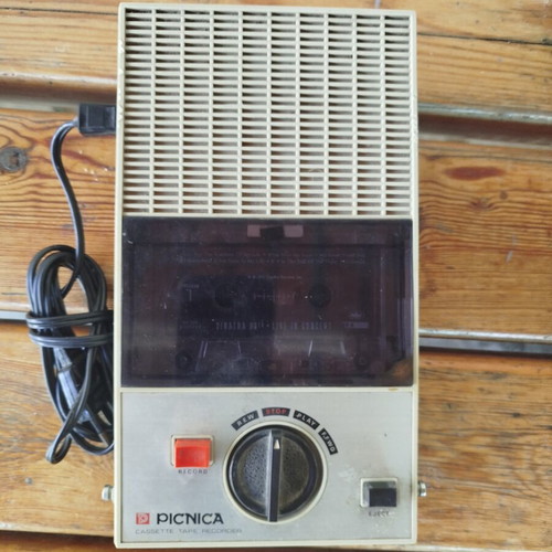 Picnica P-71AC vintage portable cassette recorder used, 1970s-80s