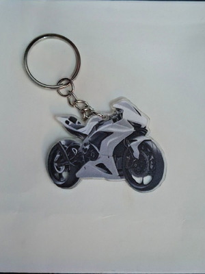Motorcycle keychain new, 2D, 5cm height, black and gray