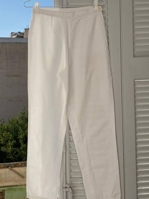 Λευκό υφασμάτινο ψηλόμεσο καλοκαιρινό παντελόνι σαν καινούργιο
