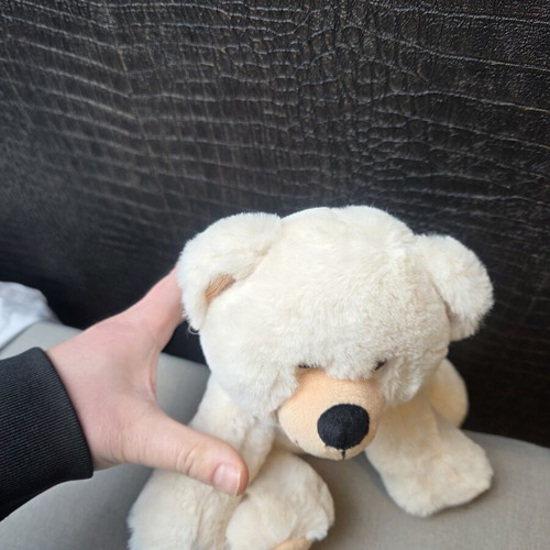 MiniFeet teddy bear, 100% recycled, with label, white