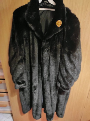 Ecological fur coat like new, size 56 (XL-4XL), black