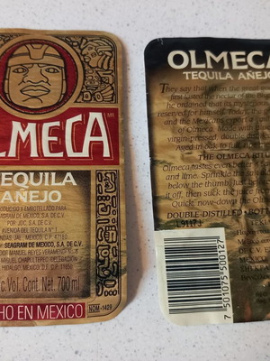 Olmeca Tequila Anejo label used